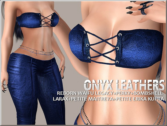 Blue Leather Tube Top
