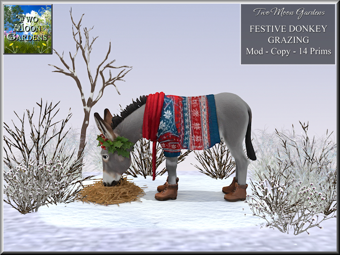 Festive Donkey Grazing