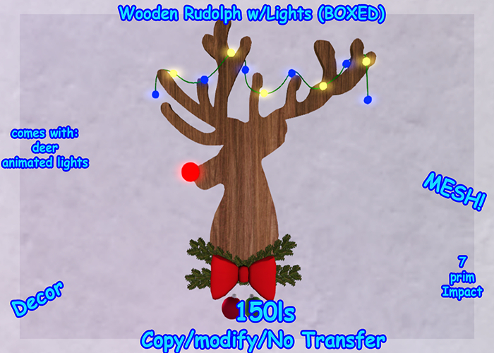 Wooden Rudolph w/Lights (BOXED)