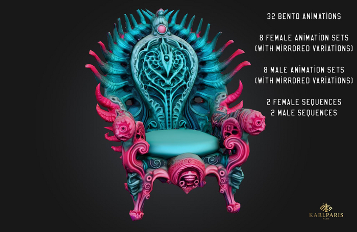 Futuristic Throne Chair – 32 Bento Animations – Modern Gothic Decor