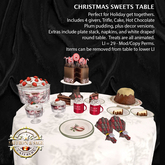 Saffron & Sage Sweets Table Serves animated desserts to you and your guests, Trifle, Chocolate Peppermint Cake, Plum Pud