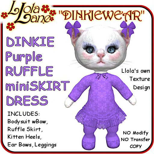 dinkie tiny tinie DINKIEWEAR purple RUFFLE miniSKIRT DRESS Outfit