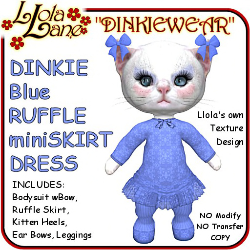dinkie tiny tinie DINKIEWEAR blue RUFFLE miniSKIRT DRESS