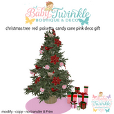 christmas tree  red  poisetta  candy cane pink deco gift