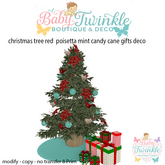 christmas tree red  poisetta mint candy cane gifts deco