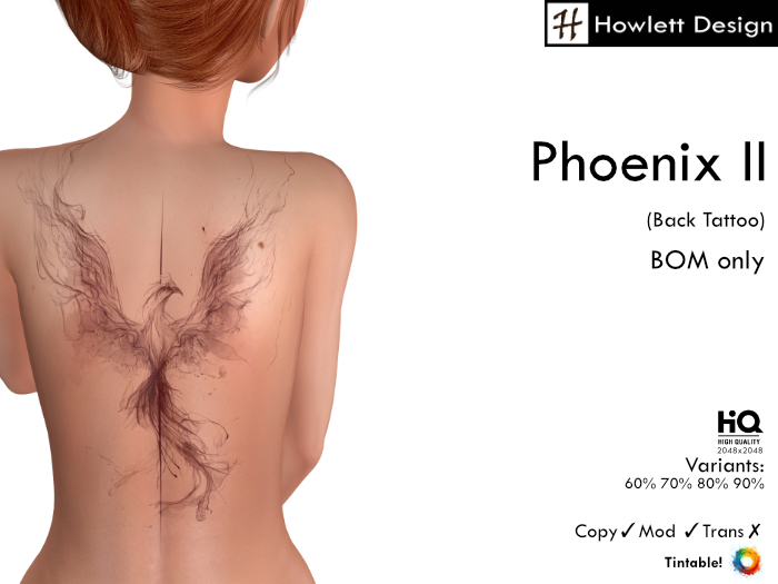 [HDesign] Phoenix II (Back Tattoo)