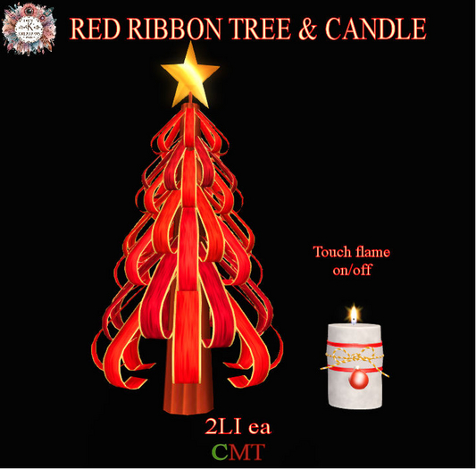 *LKK* Red Ribbon Tree & Candle Set   