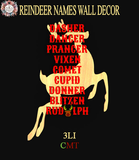 *LKK* Reindeer Names Wall Decor    