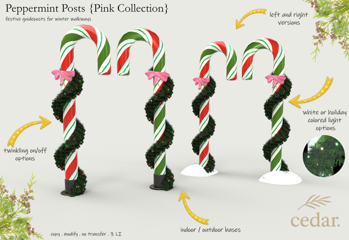 cedar . Peppermint Posts // Pink Collection