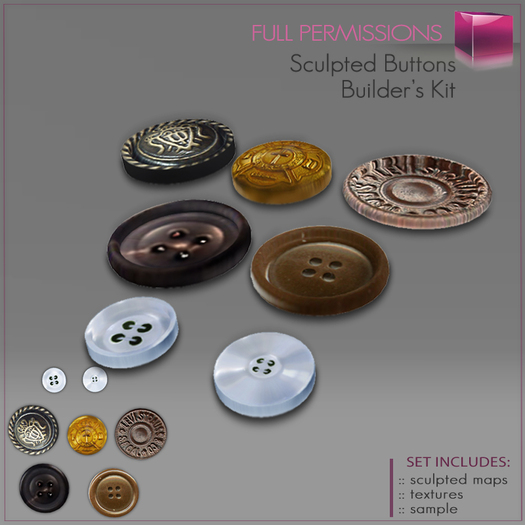 Full Perm Sculpted Buttons  Builder's Kit Set
