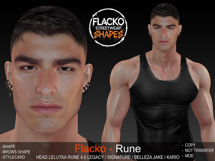 Flacko - Shape Rune Head Lelutka Rune 4.0 EvoX