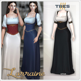 TRES - Lorraine Onyx - Medieval Fantasy / Renaissance Dress for Waifu, Lara X, Legacy, Bombshell, Maitreya, Reborn