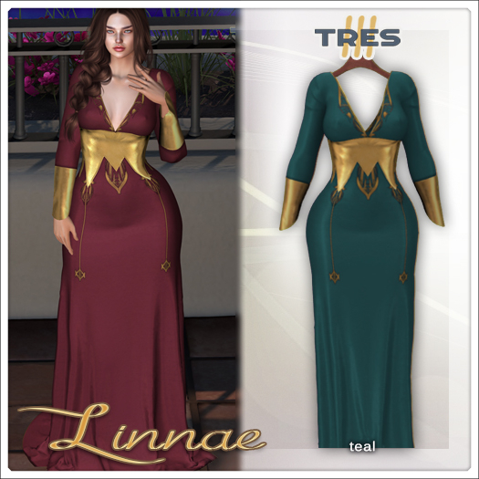 TRES - Linnae Teal - Medieval Fantasy Gown for Lara X / Petite X, Legacy, Maitreya, Reborn