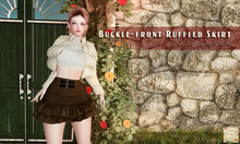 ***Ambrosia***Buckle-front Ruffled Skirt[brown]