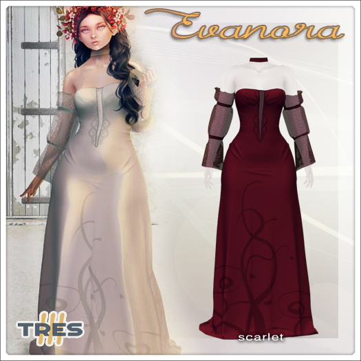 TRES - Evanora Scarlet - Medieval Fantasy Gown - Maitreya, Petite / Flat Chest, Legacy, Legacy Perky - Exclusive