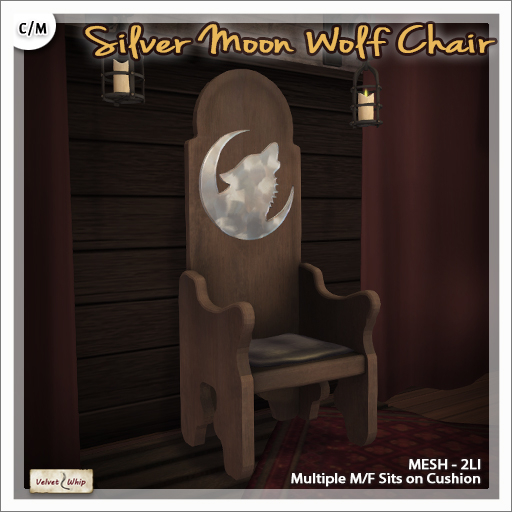 [V/W] Silver Moon Wolf Chair - Medieval Fantasy Seat