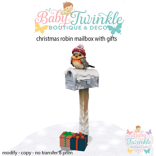 christmas robin mailbox with gifts