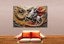 Wall Deco Sticker Mural Knight Girl VS Dragon 3