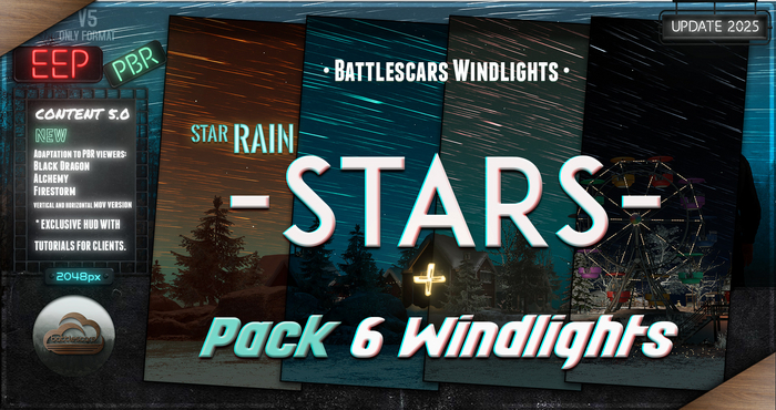 - BATTLESCARS WINDLIGHTS - STARS - RAIN 5.0  ( EEP ) (PBR)