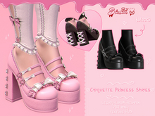 { Red Blossom } Coquette Princess Shoes { BLACK }