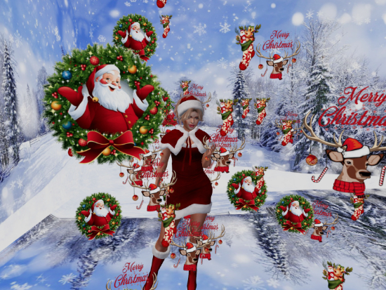 Reindeer, Wreath, Christmas Sock