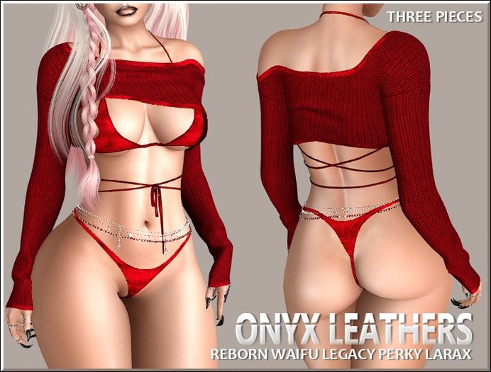 Rasberry Ribbed Pullover with Matching Bikini