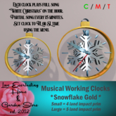 LE ~ Musical Working Clock Set *Snowflake Gold* 