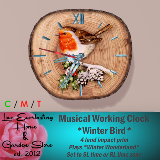 LE ~ Musical Working Clock *Winter Bird* 