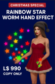 Rainbow Star Worm Hand Effect – Left & Right Hand Festive Magic Stars | Avatar Attach | Copy Only | Christmas Special Ho