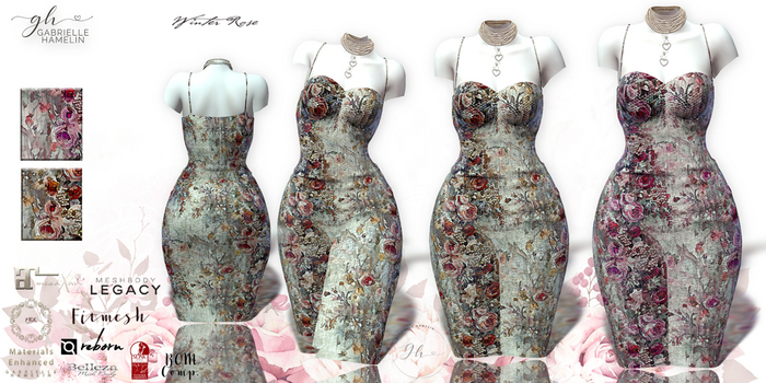 {GH} Winter Roses – Sequin Corset Dress (Materials) – Maitreya Lara/LaraX, ReBorn, Legacy, Belleza, Slink, Tonic ♥