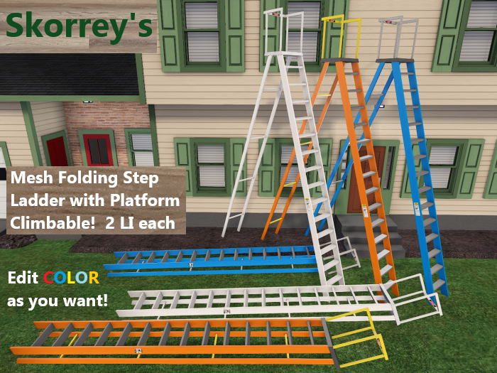 Mesh TALL Step Ladder with Platform Foldable + climbable only 2 LI each edit and color yourself also!