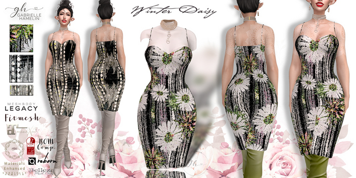 {GH} Spring Daisy – PBR Corset Dress 2025 – Maitreya Lara/LaraX, ReBorn, Legacy, Belleza, Slink, Tonic, Fitmesh  ♥ 