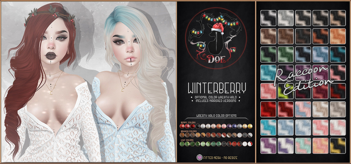 . Doe . Winterberry . Raccoon . 