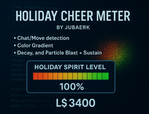 Holiday Cheer Meter LSL Script – Interactive Chat & Movement Party System with Visual Meter, Color Gradient & Particles