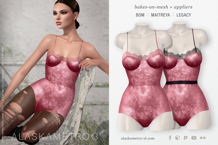"Amelia" 2K crushed velvet bodysuit - 04 pink | BOM | Legacy | Maitreya