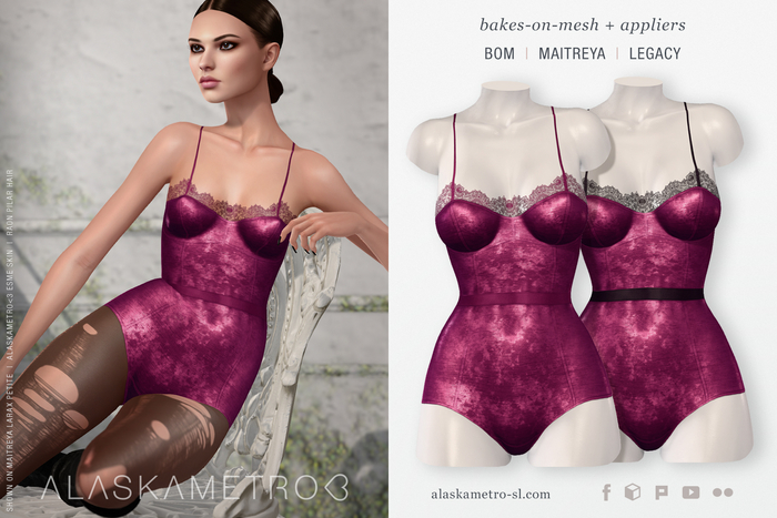 "Amelia" 2K crushed velvet bodysuit - 06 plum purple | BOM | Legacy | Maitreya
