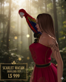 Copy/Mod Scarlet Macaw Shoulder Pet for Bird Lovers - Realistic Animated Companion