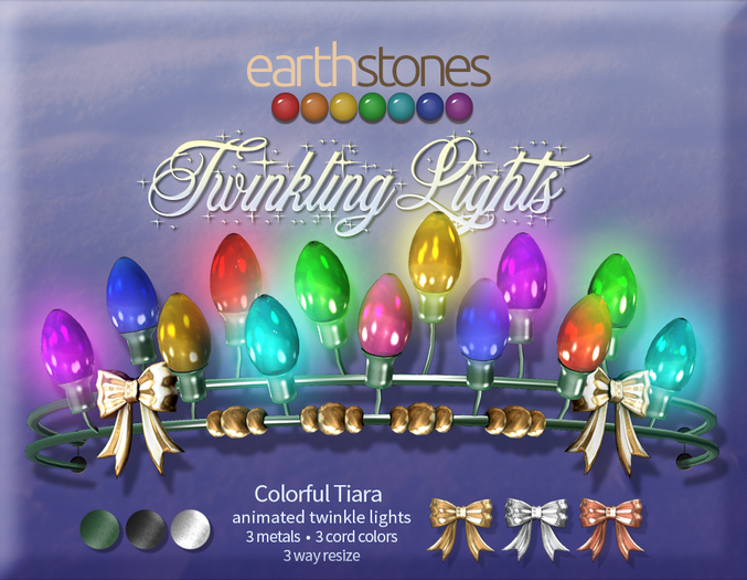 EarthStones Twinkling Lights II Tiara ~ Colorful