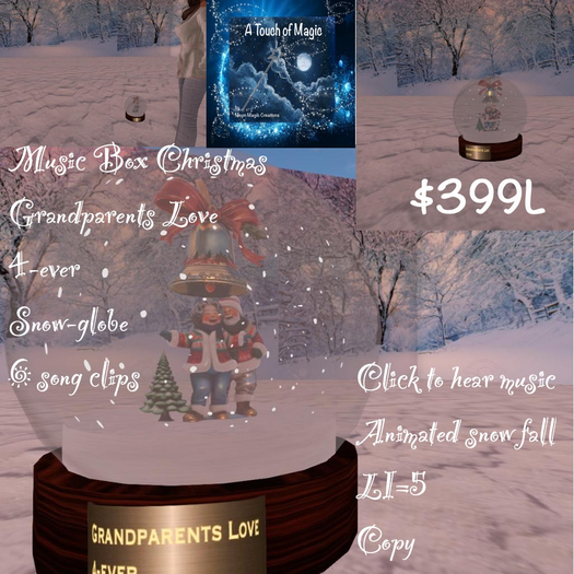 Music Box Snow globe Grandparents Love 4-ever-Box LI=5