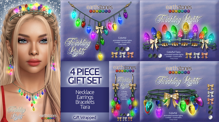 EarthStones Twinkling Lights II Gift Set ~ Colorful