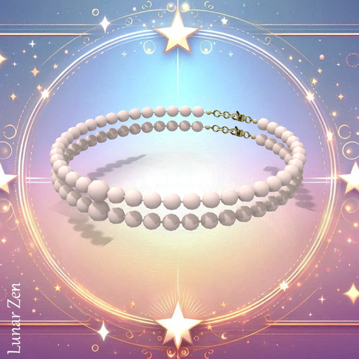 Double Pearl Necklace Beige Gold
