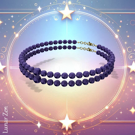 Double Pearl Necklace Purple Gold