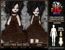 Mesh * =^.^= Curious Kitties Unreal Fuzz - Lovely Poof Rose Dress - Brown