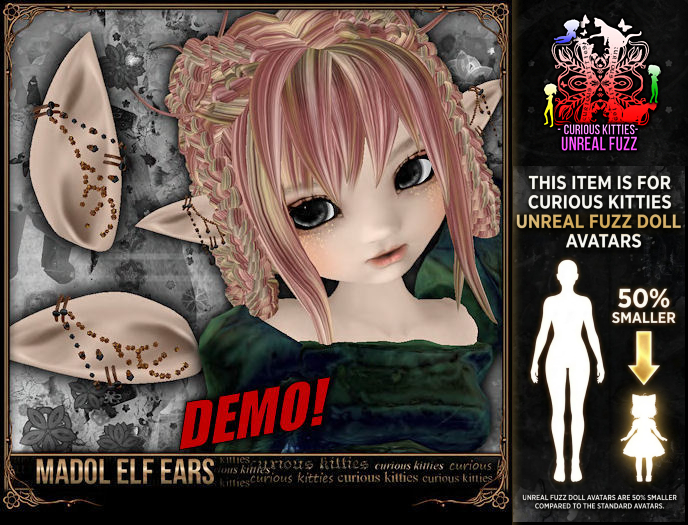 =^.^= Curious Kitties Unreal Fuzz - Madol Elf Ears DEMO