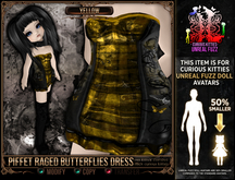 [Mesh] =^.^= Curious Kitties Unreal Fuzz - Piffet Raged Butterflies Dress - Yellow
