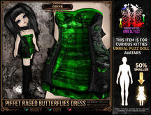 [Mesh] =^.^= Curious Kitties Unreal Fuzz - Piffet Raged Butterflies Dress - Green