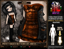 [Mesh] =^.^= Curious Kitties Unreal Fuzz - Piffet Raged Butterflies Dress - Orange