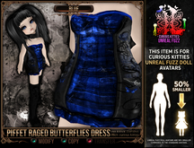 [Mesh] =^.^= Curious Kitties Unreal Fuzz - Piffet Raged Butterflies Dress - Blue