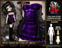 [Mesh] =^.^= Curious Kitties Unreal Fuzz - Piffet Raged Butterflies Dress - Purple
