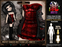 [Mesh] =^.^= Curious Kitties Unreal Fuzz - Piffet Raged Butterflies Dress - Red